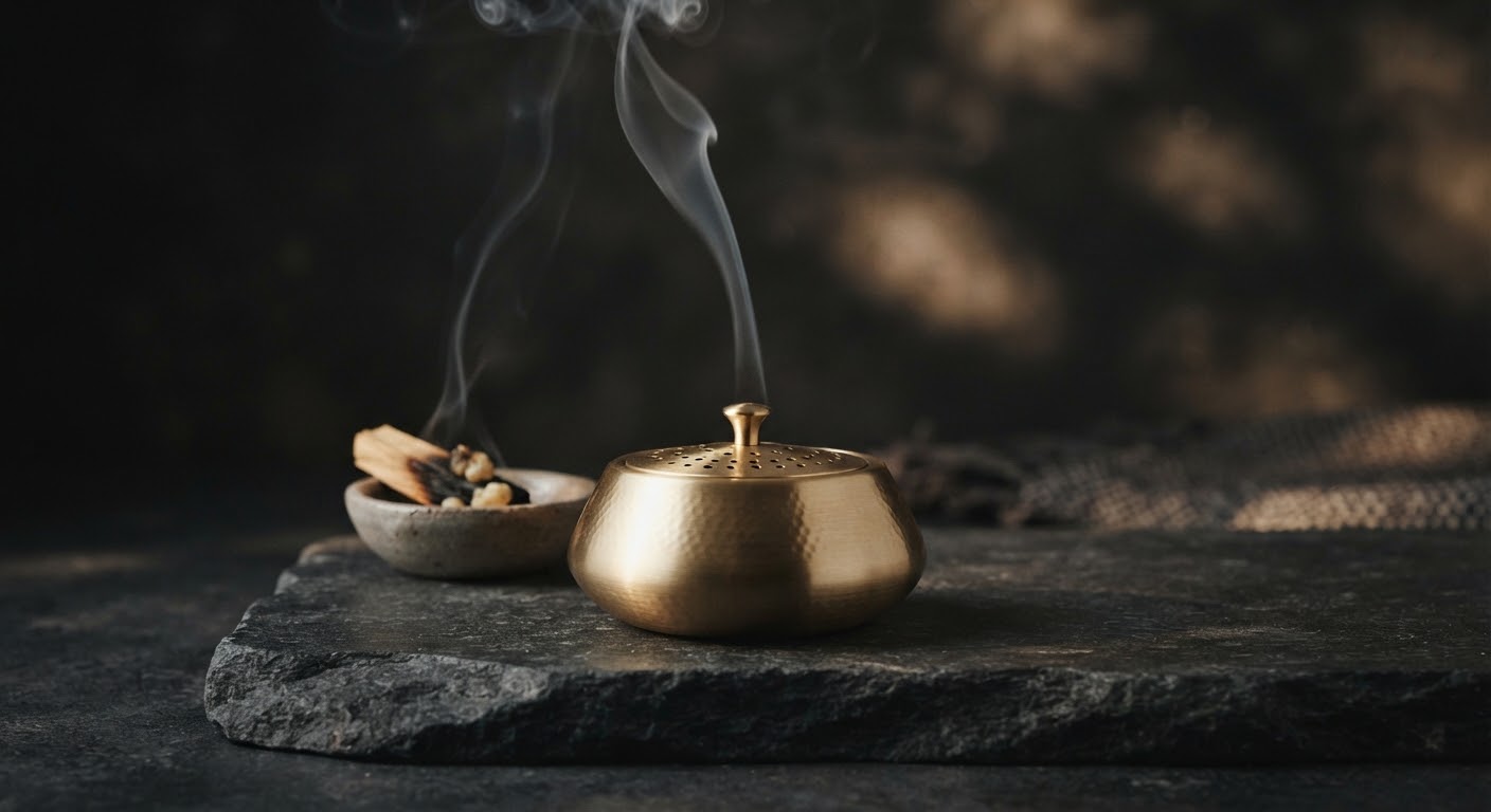 Brass Incense Burner — Brushed-brass bakhoor burner