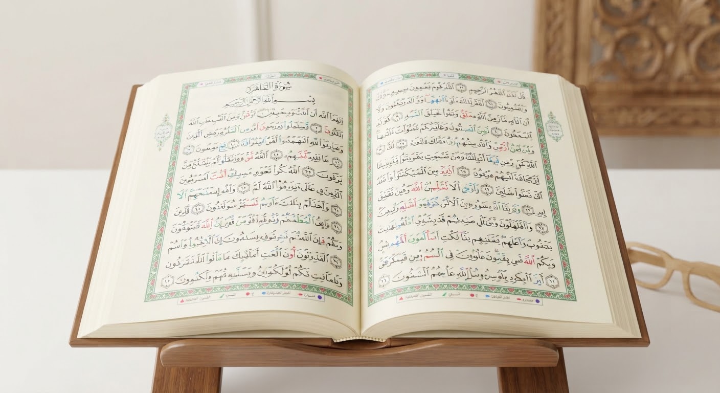 Quran with Colour-Coded Tajweed — Colour-coded tajweed on ivory paper