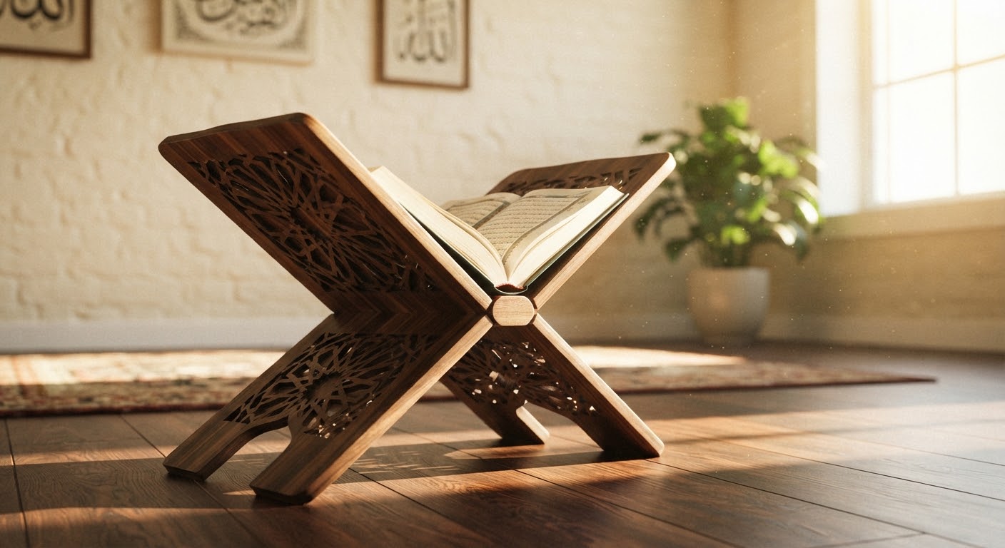 Crafted Wooden Rehal — Laser-cut folding Quran stand